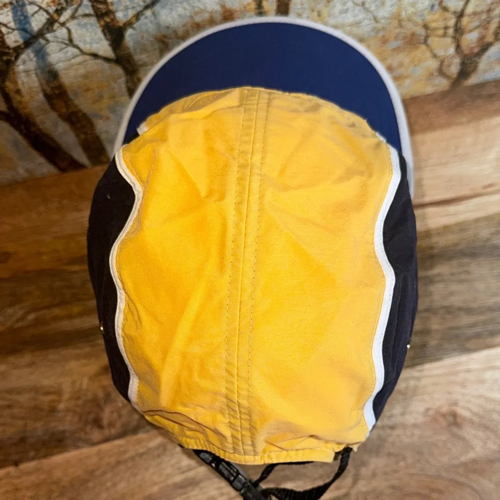 Chaps Ralph Lauren 90’s Y2K Yellow & Navy color block skater/biking hat - Picture 5 of 9